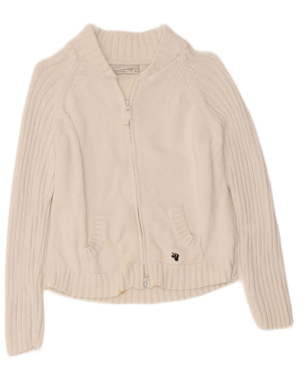 Maglione cardigan con zip intera Trafaluc Crop da donna Zara UK 14 Large Bianco