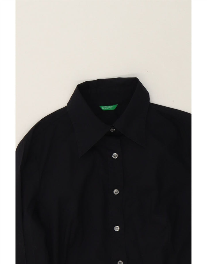 BENETTON Womens Shirt UK 12 Medium Navy Blue Cotton Vintage Benetton and Second-Hand Benetton from Messina Hembry 