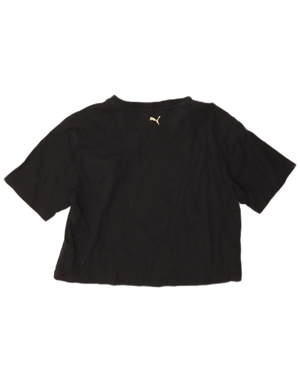T-shirt grafica corta da donna Puma UK 14 cotone medio nero