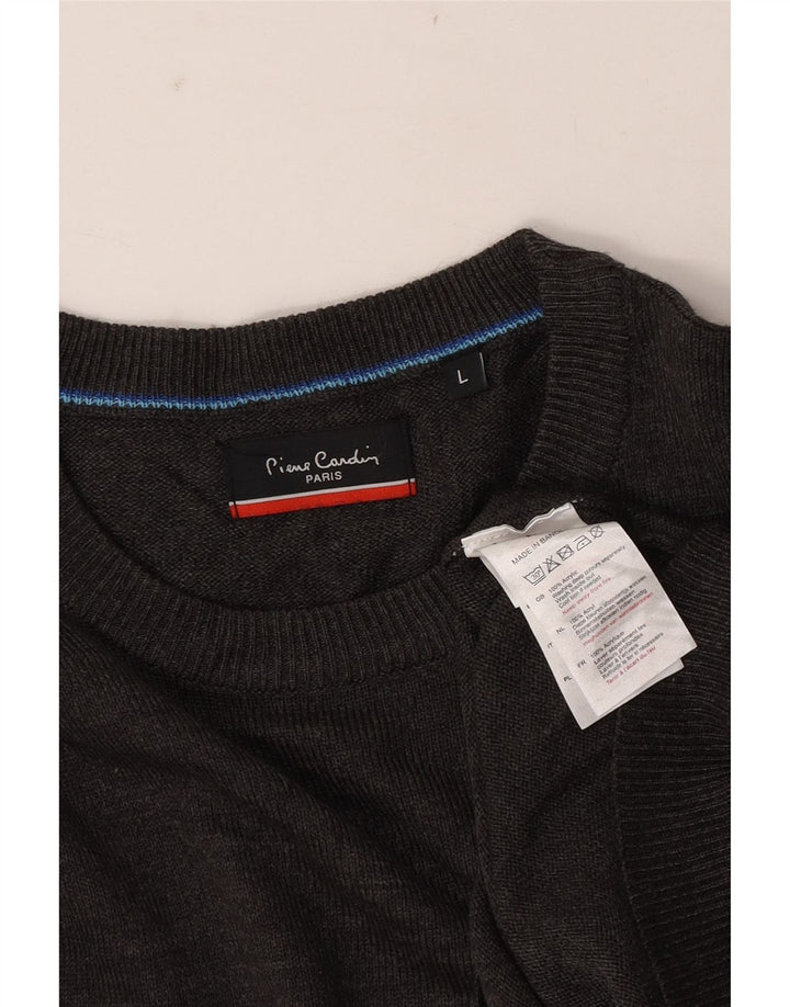 Maglione maglione girocollo da uomo Pierre Cardin grande acrilico grigio