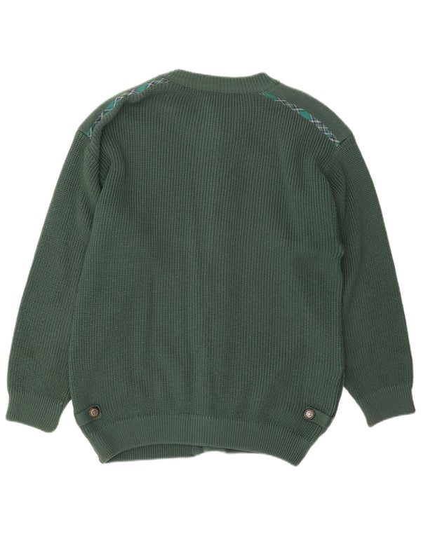 Maglione cardigan vestibilità ampia da uomo vintage IT 50 lana vergine verde medio