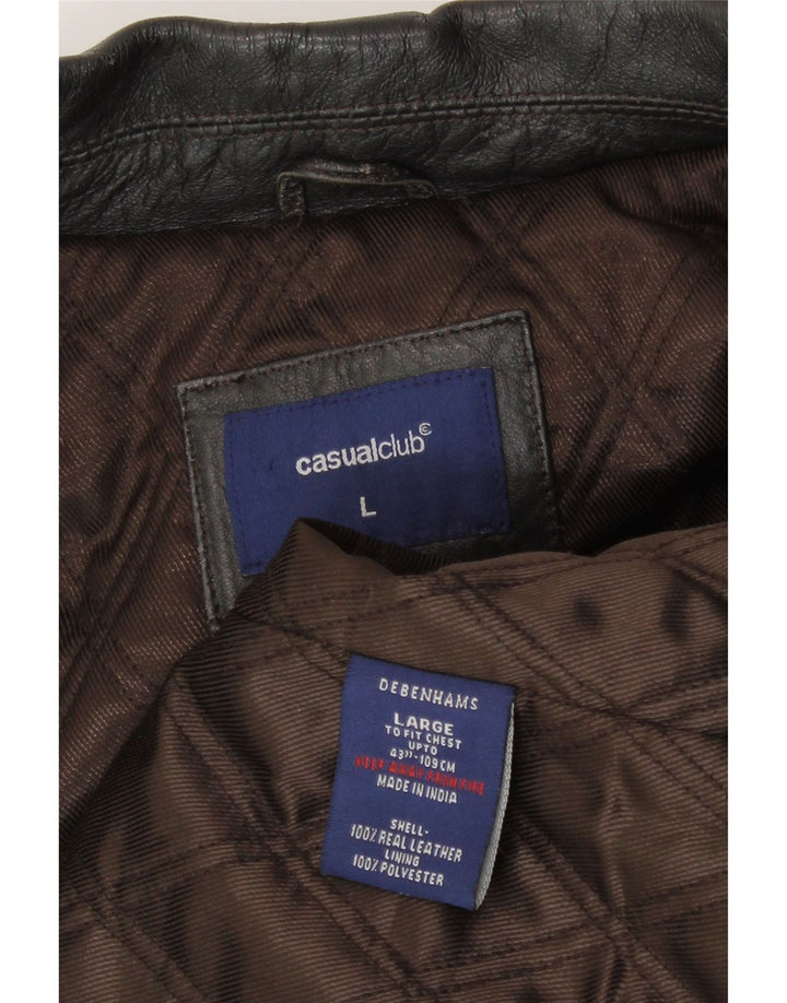 Giacca in pelle da uomo Debenhams UK 40 grande in pelle nera