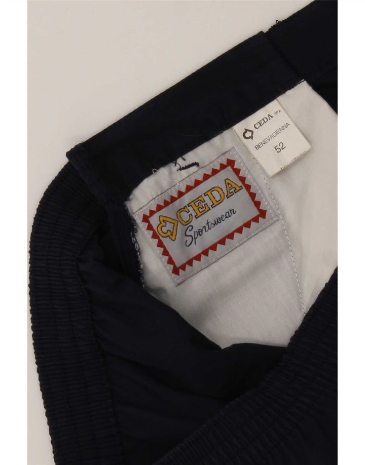 Pantaloncini chino vintage da uomo W30 poliestere blu navy medio