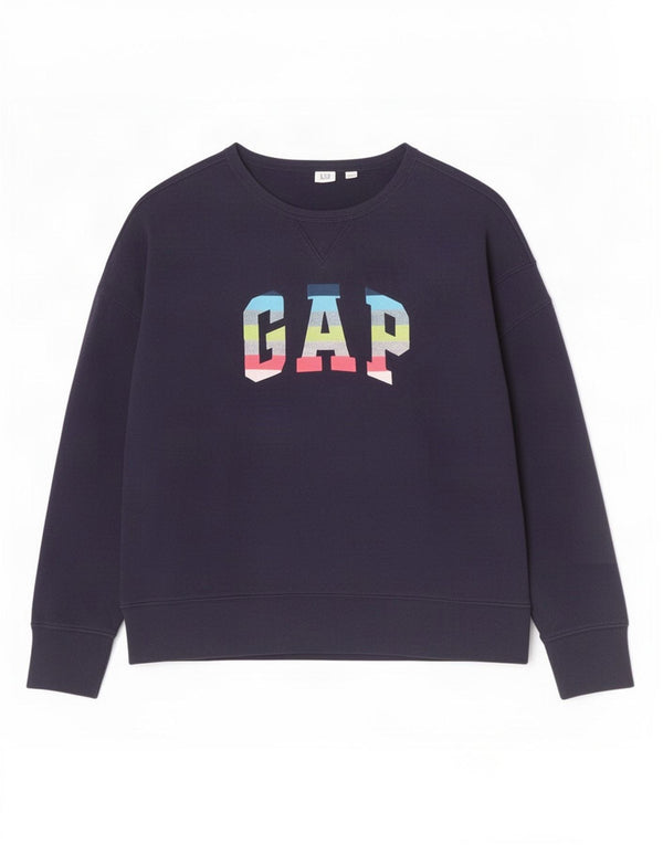 Felpa oversize con grafica da donna Gap, maglione UK 16, grande, cotone blu navy