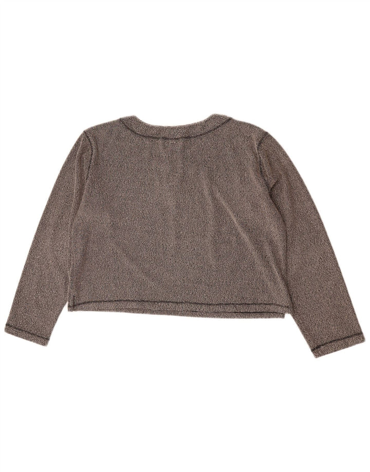 Top corto da donna Champion a maniche lunghe UK 16 Grande poliestere chiazzato grigio