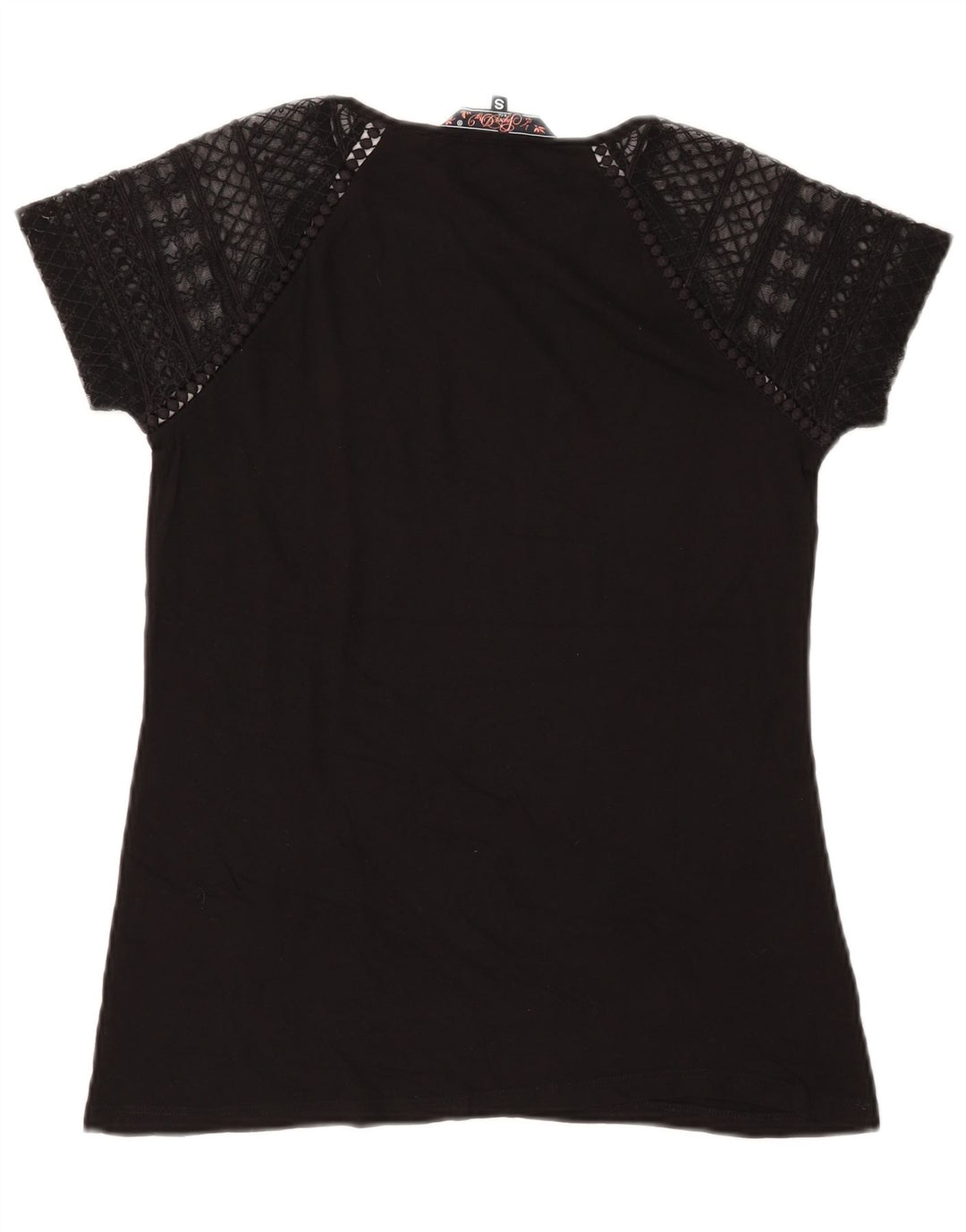 T-shirt da donna SUPERDRY UK 10 piccola in cotone nero
