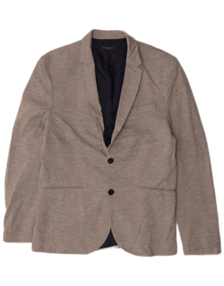 Giacca blazer da uomo a 2 bottoni Zara UK 42 XL poliestere grigio