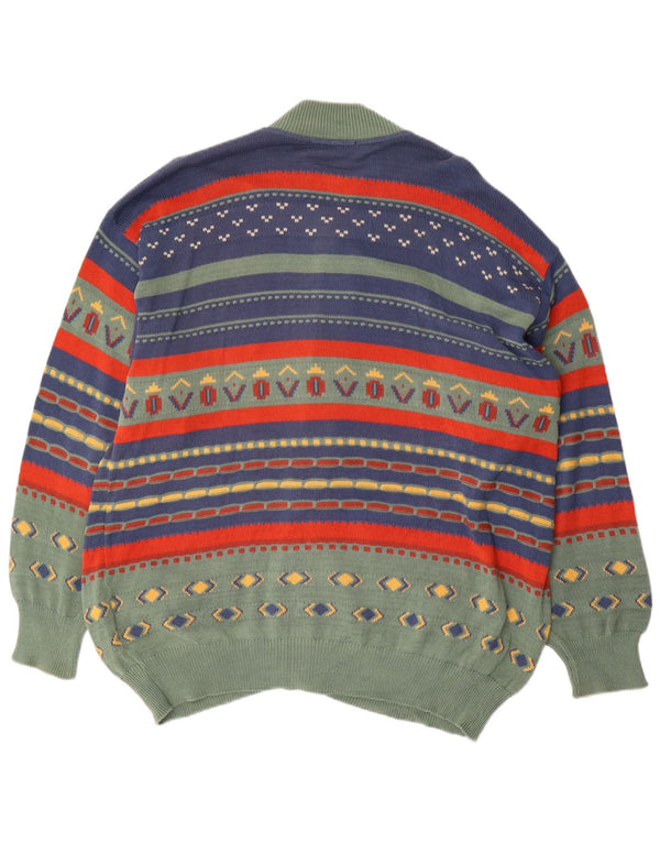 MCDAVIS Maglione cardigan da uomo in cotone a righe verdi grandi