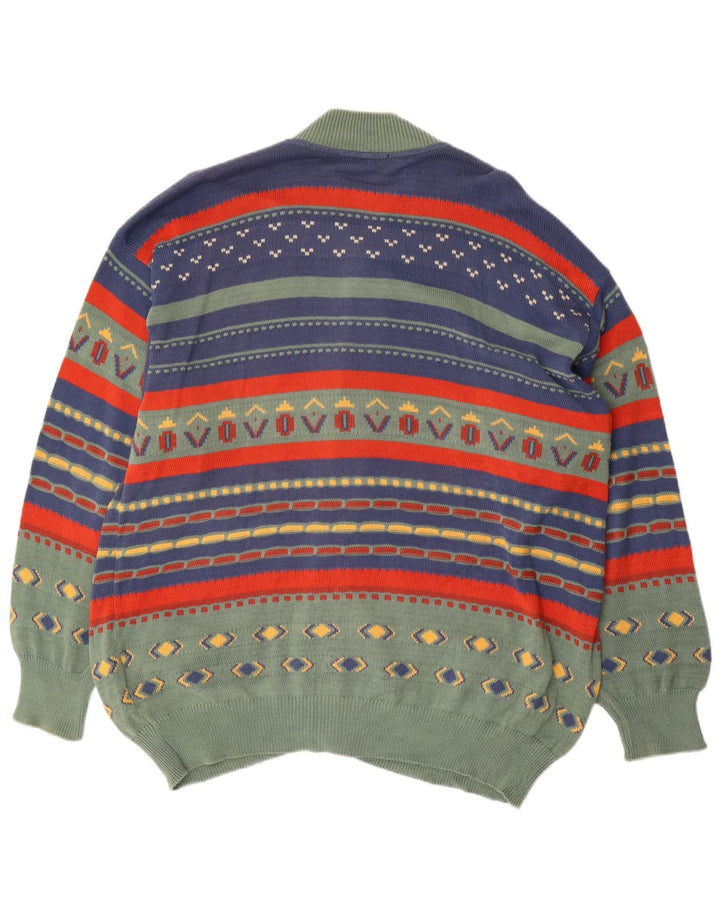 MCDAVIS Maglione cardigan da uomo in cotone a righe verdi grandi