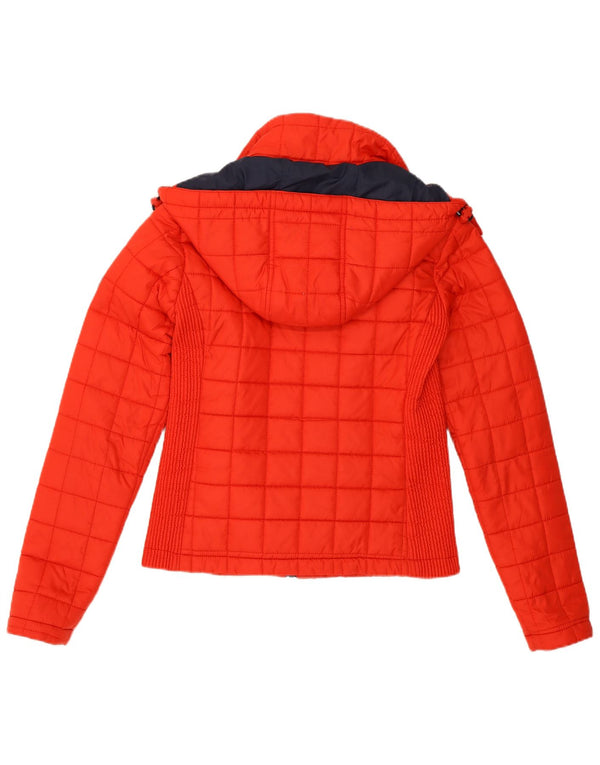 Giacca imbottita con cappuccio da donna Superdry UK 8 Small Poliestere rosso