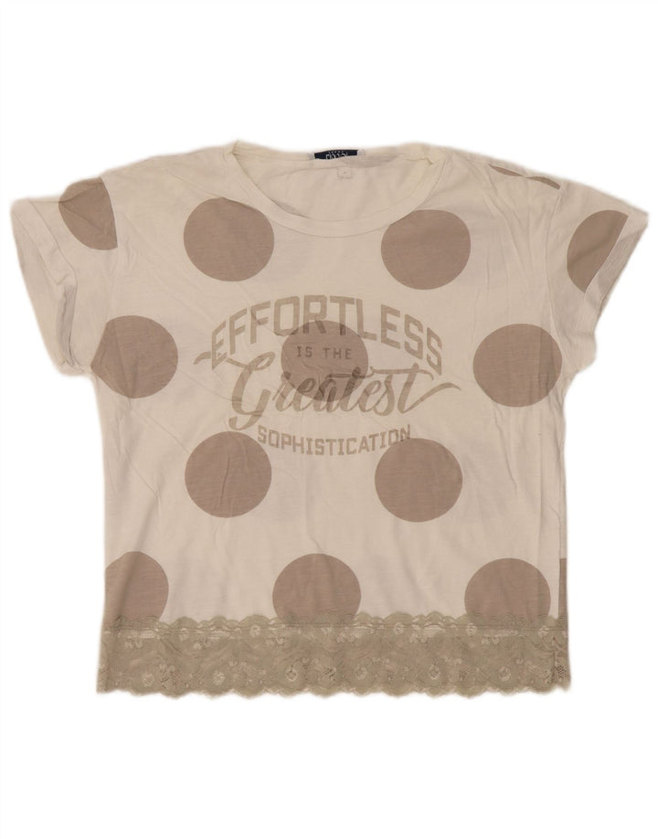 T-shirt grafica da donna Liu Jo Top UK 12 Beige medio maculato