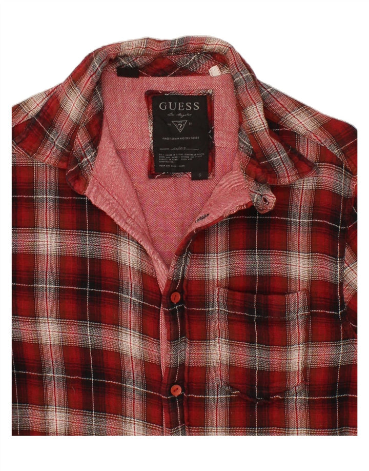 GUESS Womens Flannel Shirt IT 42 Medium Red Check Cotton Vintage Guess and Second-Hand Guess from Messina Hembry 