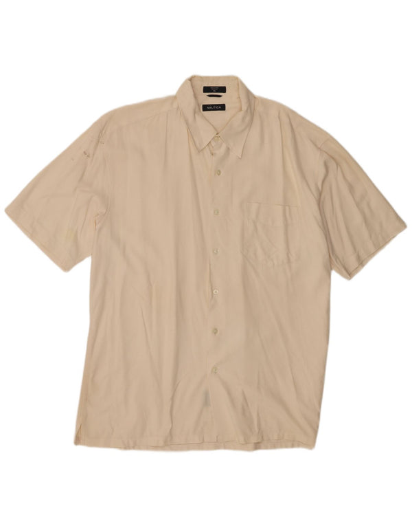 Camicia a maniche corte da uomo Nautica XL in seta beige