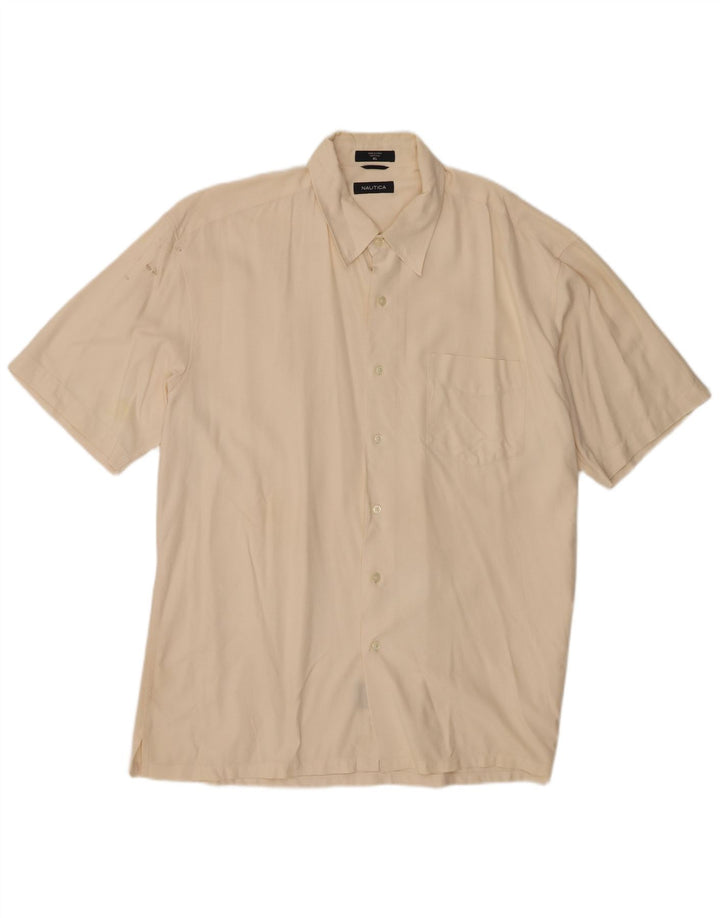 Camicia a maniche corte da uomo Nautica XL in seta beige