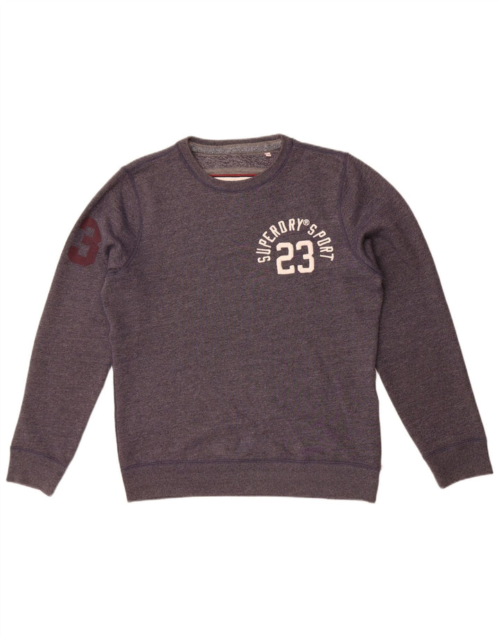 Felpa grafica da uomo Superdry Maglione grande cotone screziato blu navy
