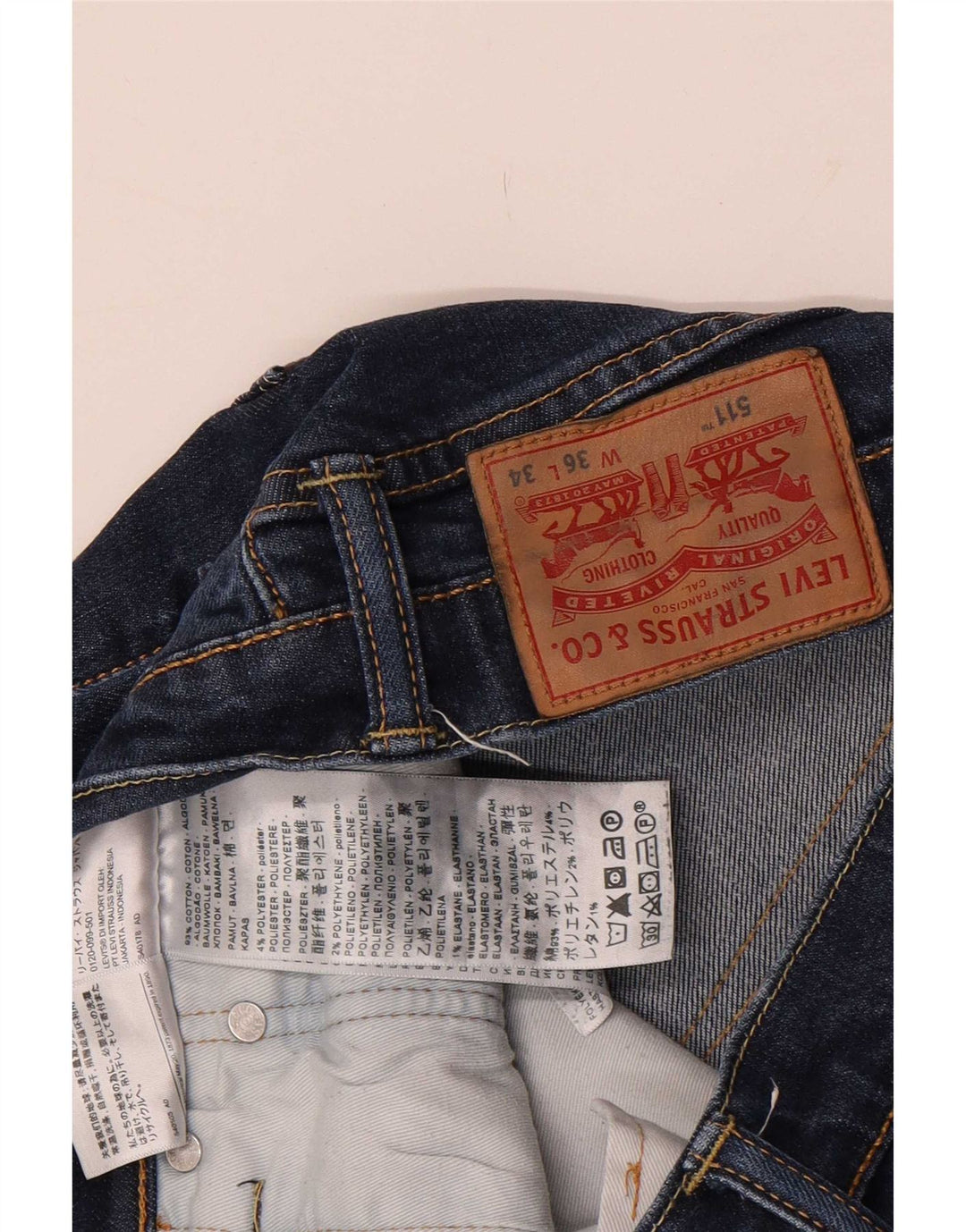 Jeans Levi's Uomo 511 Slim W36 L34 Cotone Blu Navy