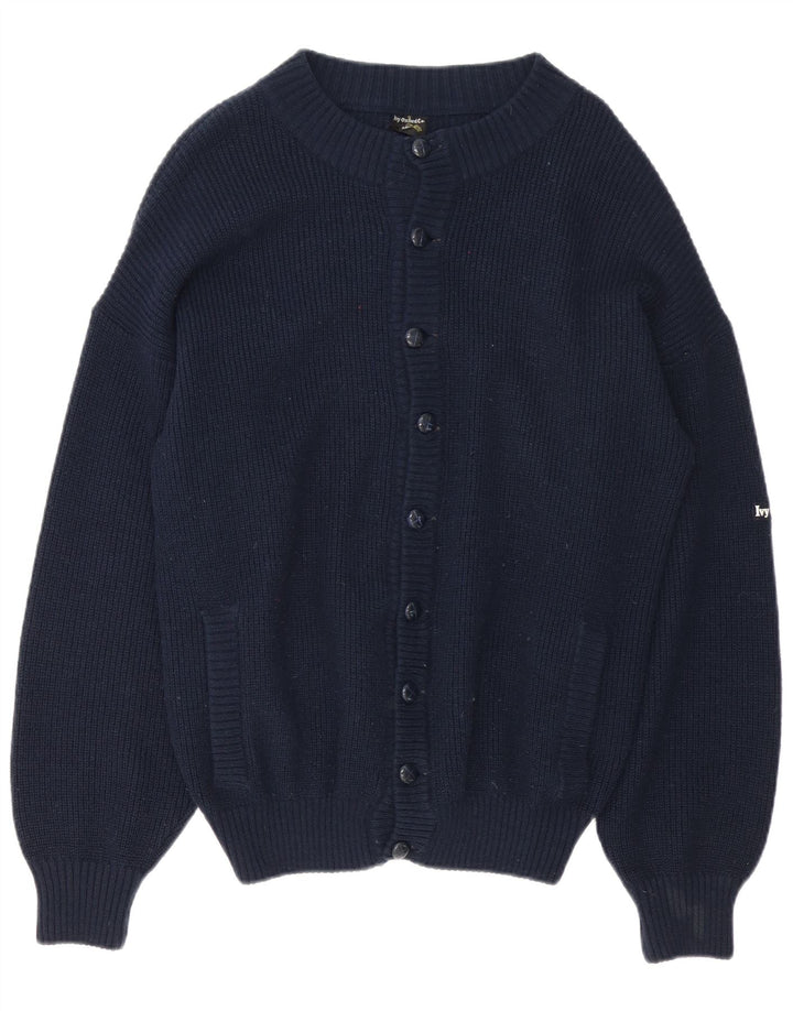 Maglione cardigan da uomo Ivy Oxford in lana blu navy media