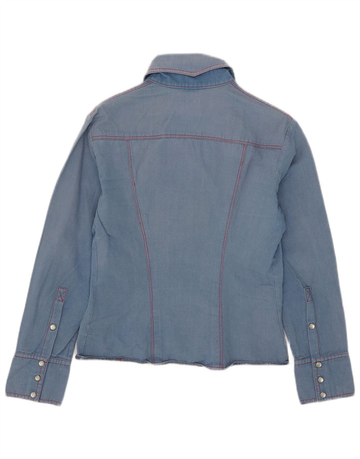 Camicia di jeans vintage da donna UK 10 piccola blu