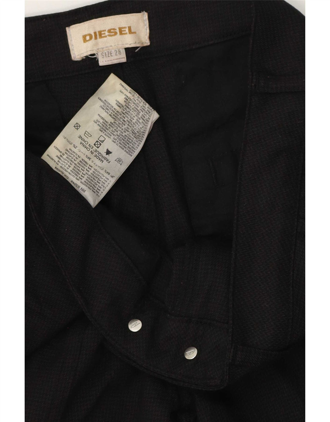 Pantaloni cargo slim da donna Diesel W28 L30 poliestere nero