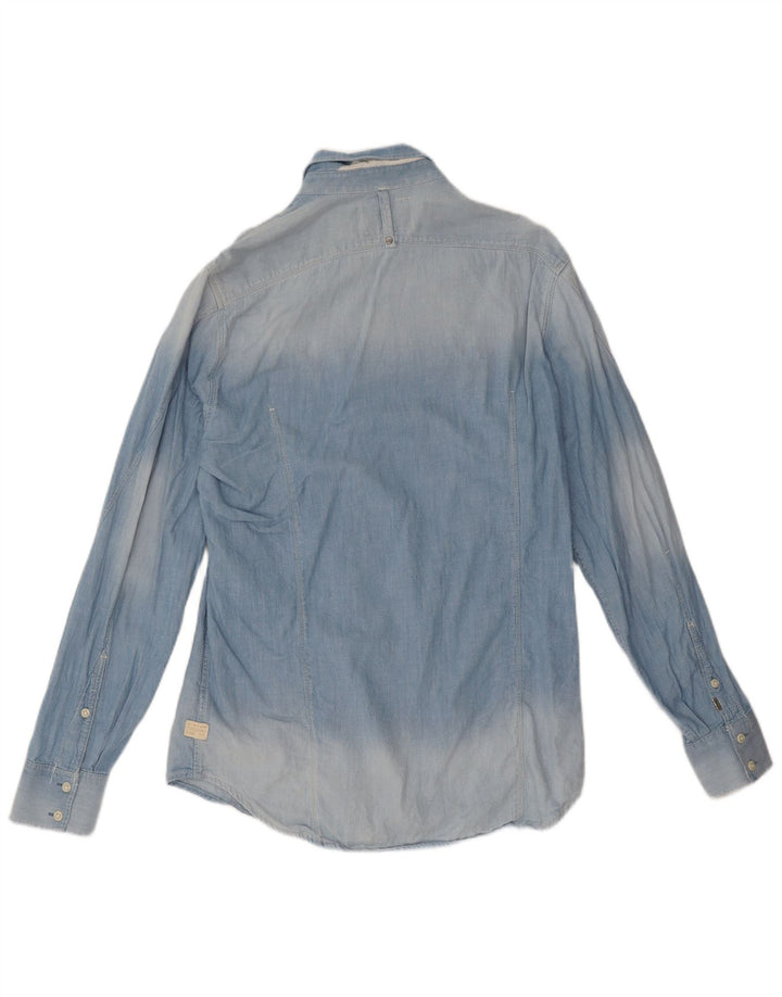 Camicia di jeans da uomo G-Star in cotone blu medio