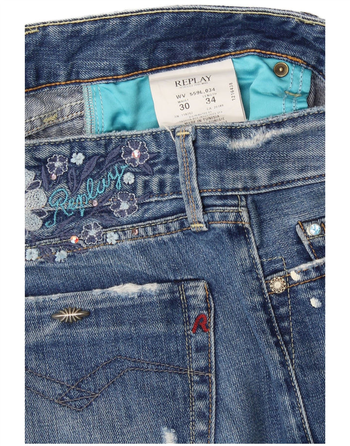 REPLAY Jeans dritti da donna W30 L34 Designer in cotone blu