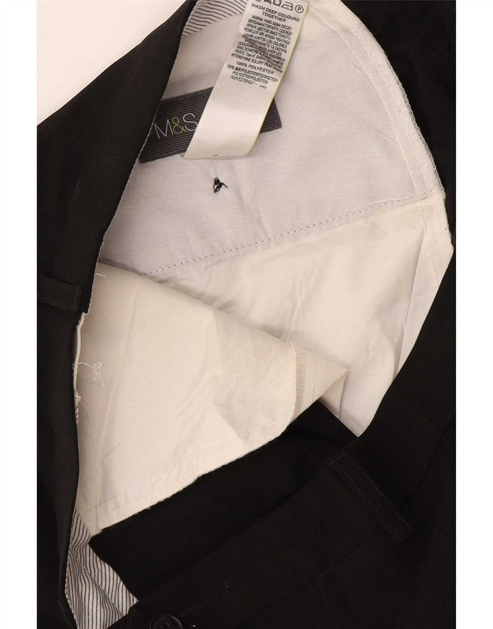 Pantaloni da abito dritti da uomo Marks & Spencer W36 L31 poliestere nero