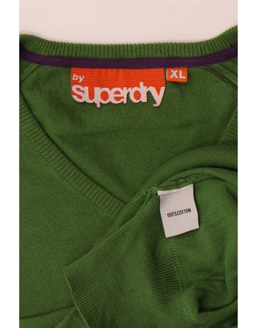 Maglione da uomo con scollo a V Superdry XL in cotone verde