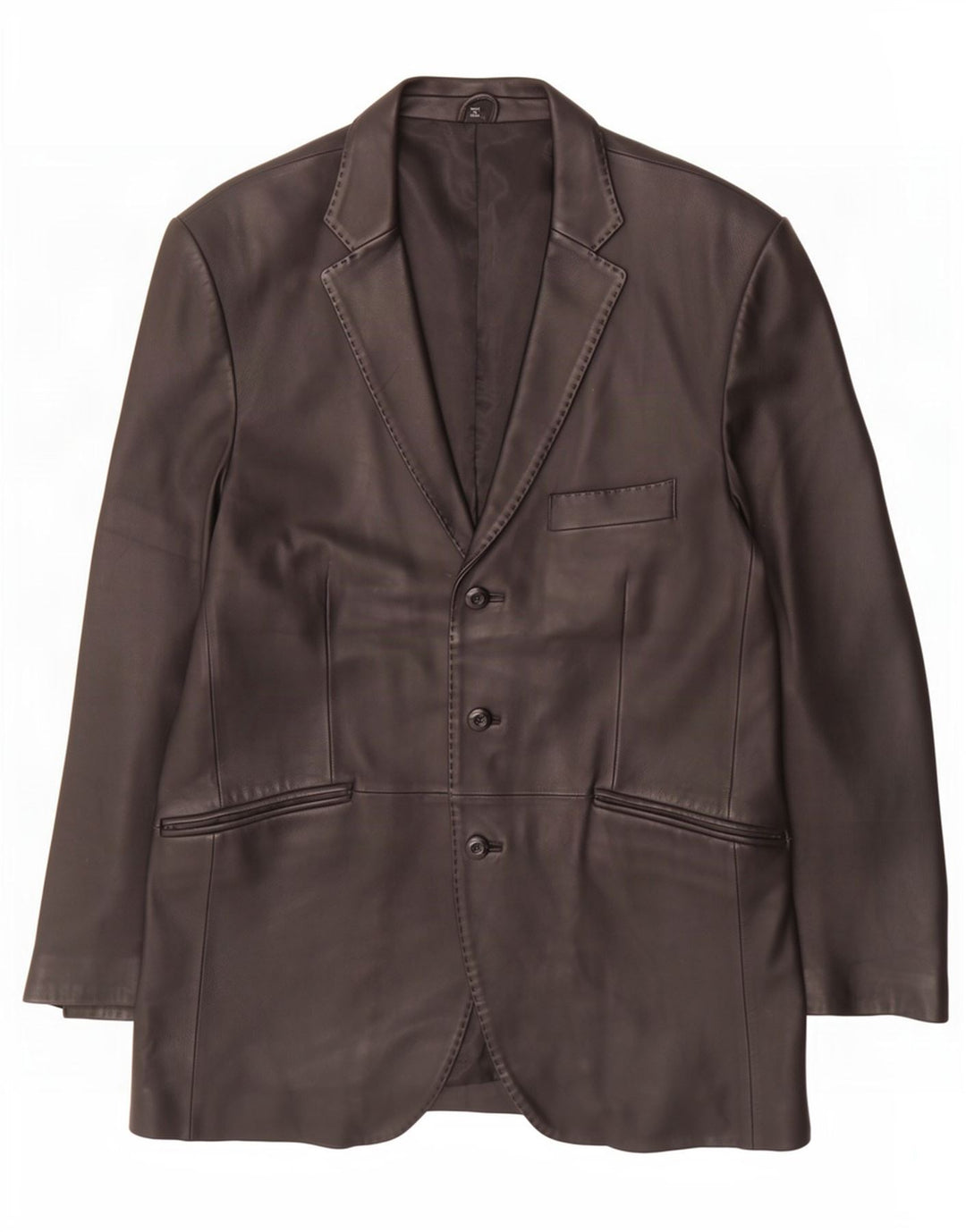 Giacca blazer in pelle da uomo a 3 bottoni Ben Sherman UK 40 grande nera