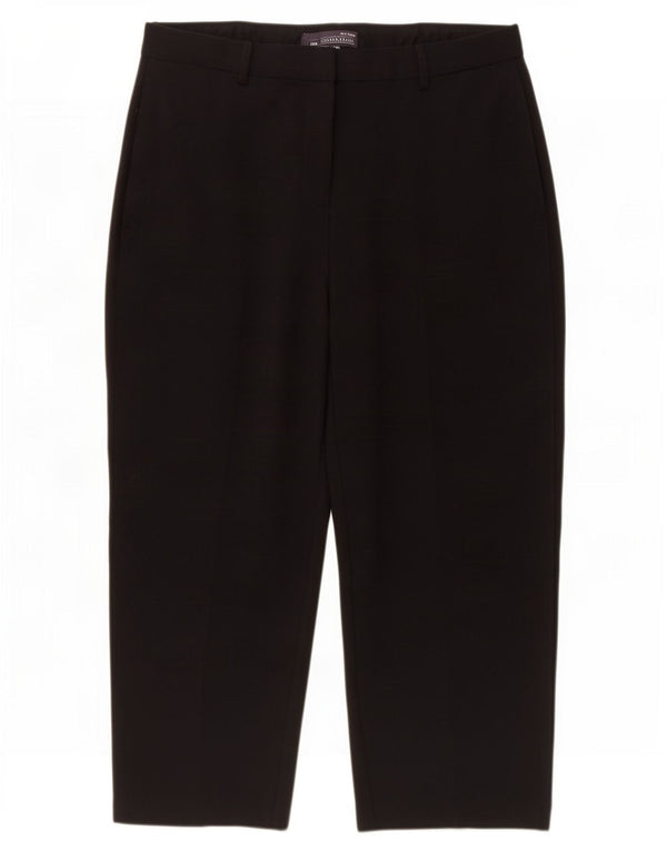 Pantaloni Capri a vita alta da donna Marks & Spencer UK 14 Large W32 L23 Neri