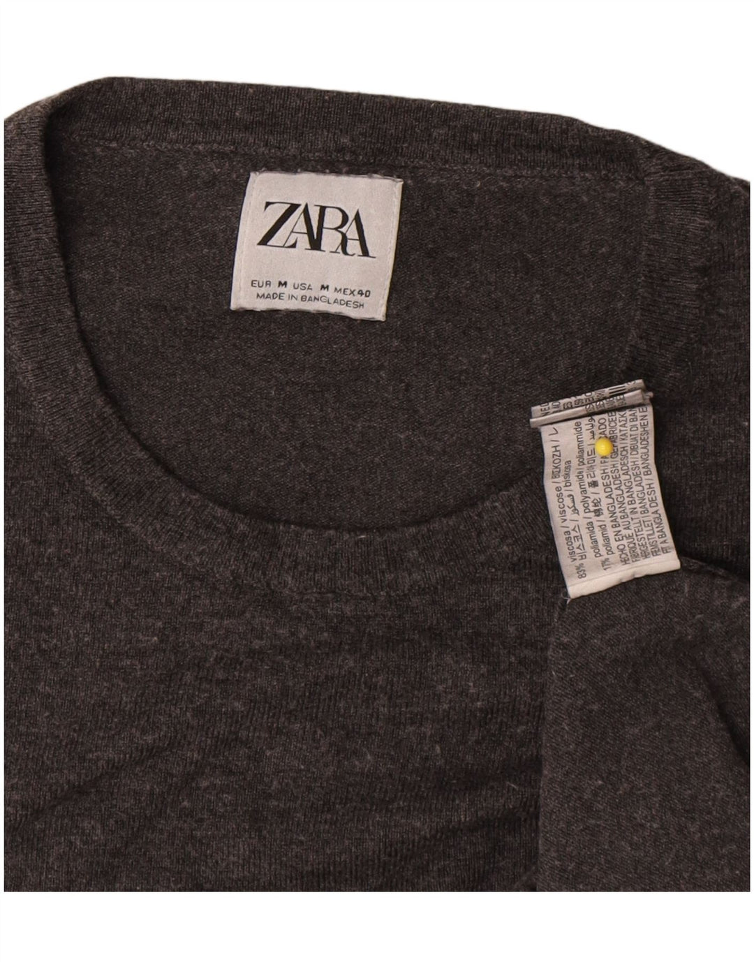 Maglione maglione girocollo da donna Zara UK 14 Viscosa screziata grigio medio