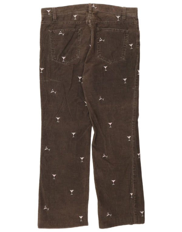 J. Crew Womens Abstract Pattern Corduroy Trousers UK 8 Small W32 L29 Brown
