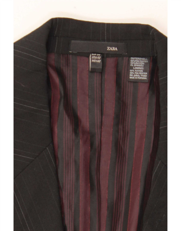 Giacca blazer a 1 bottone da donna Zara EU 50 poliestere gessato nero medio