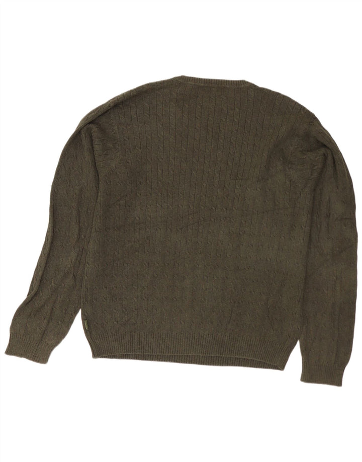 Maglione da uomo con scollo a V Izod grande in cotone kaki