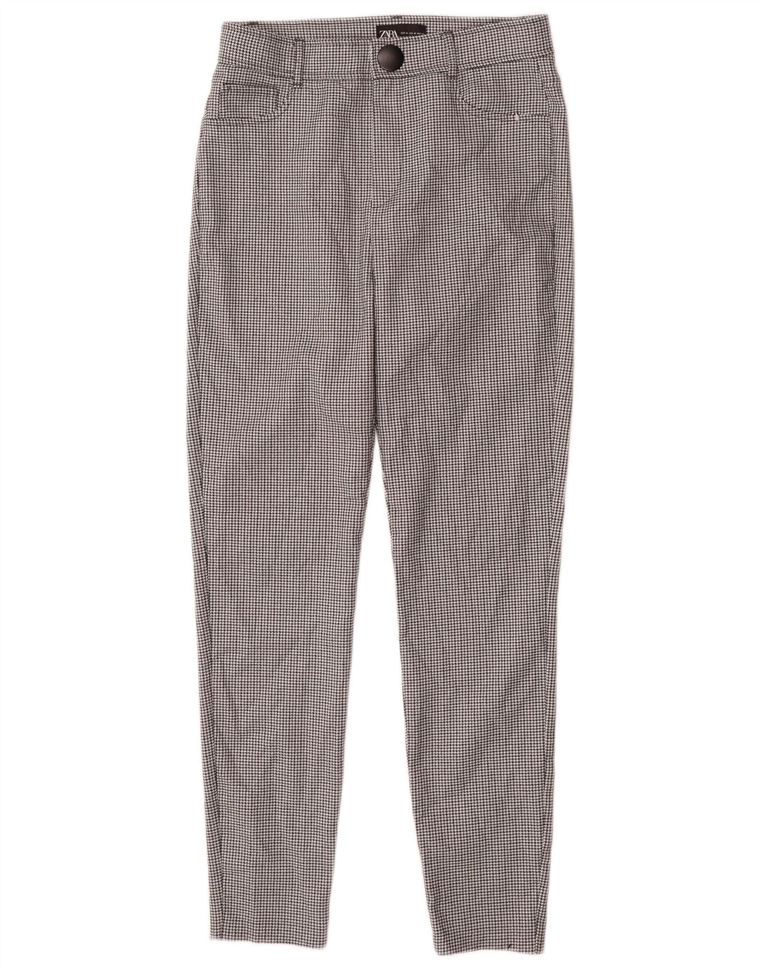Pantaloni casual slim da donna Zara medi W28 L27 pied de poule neri