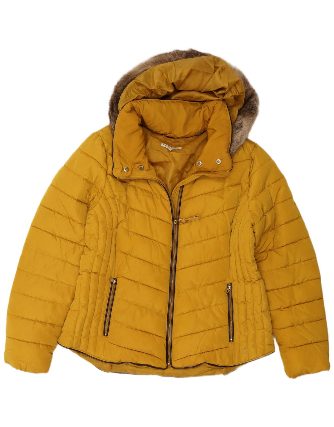 Giacca imbottita con cappuccio da donna Joules UK 18 XL poliestere giallo