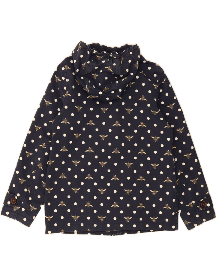 JOULES Womens Oversized Graphic Rain Jacket UK 10 Small Navy Blue Vintage Joules and Second-Hand Joules from Messina Hembry 