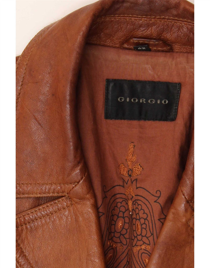 Giacca in pelle vintage da donna IT 42 Marrone medio
