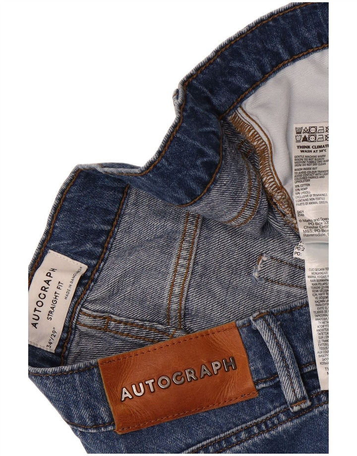 Jeans dritti autografi da uomo Marks & Spencer W34 L29 cotone blu