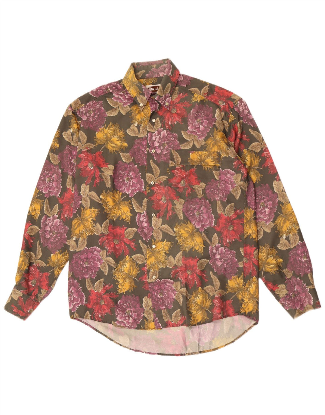 Camicia vintage da uomo ampia vestibilità piccola floreale multicolore