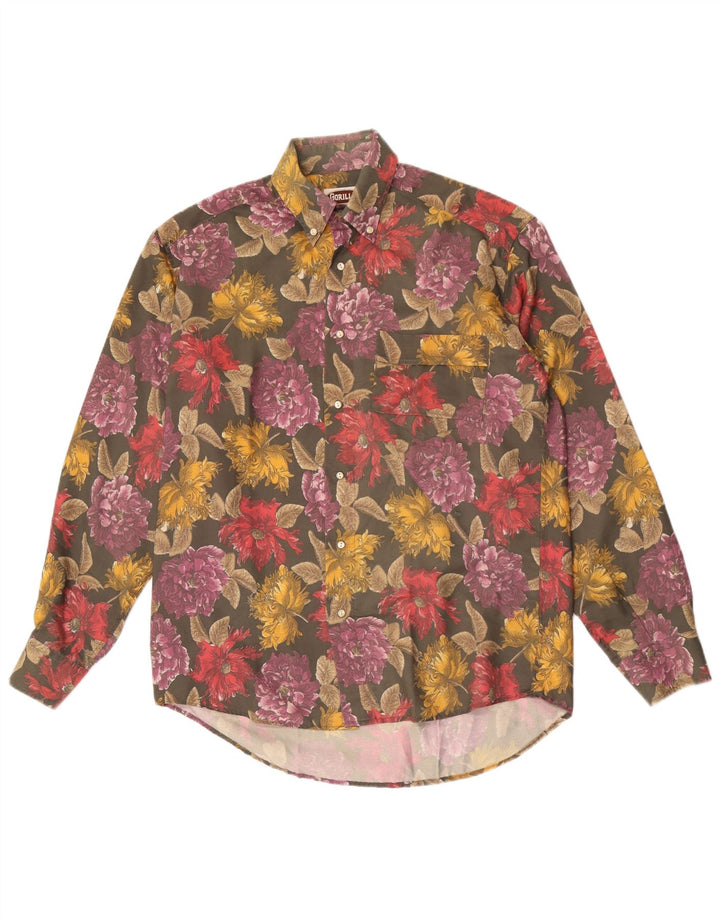 Camicia vintage da uomo ampia vestibilità piccola floreale multicolore