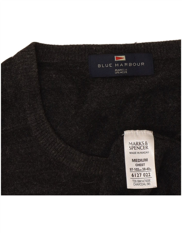 Maglione maglione girocollo da uomo Marks & Spencer grigio medio in acrilico
