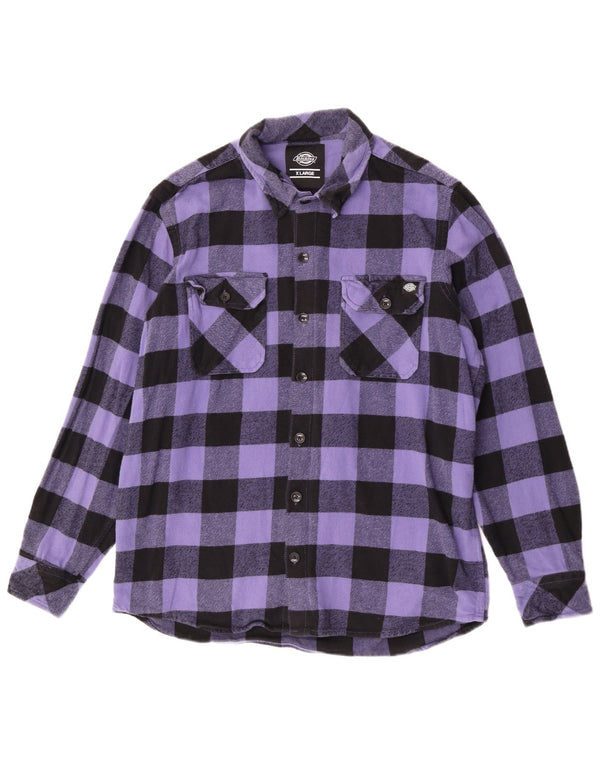 Dickies Camicia in flanella da uomo XL in cotone a quadri viola
