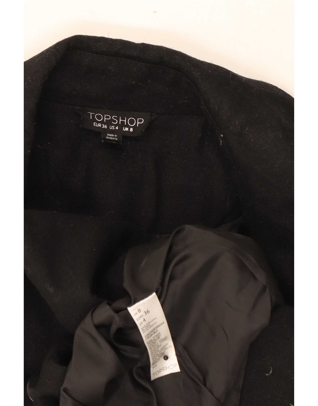 Giacca blazer doppiopetto da donna Topshop UK 8 piccola lana nera