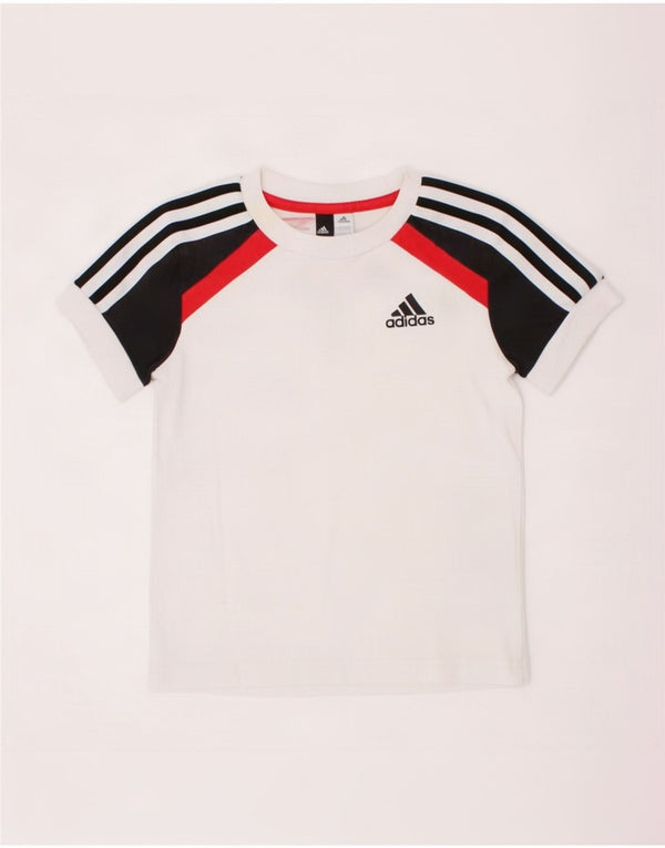 Maglietta grafica da ragazzo Adidas Top 5-6 anni in cotone color block bianco