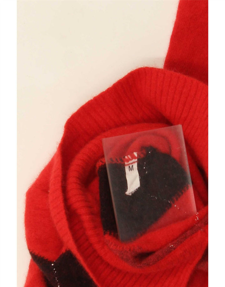 Maglione vintage da donna con collo a polo UK 14 Argyle rosso medio/diamante
