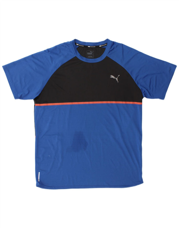 T-shirt da uomo Puma Top Large in poliestere color block blu