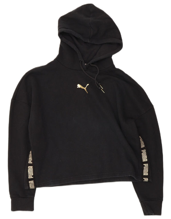 Felpa con cappuccio grafica corta oversize da donna Puma UK 6 XS Nera