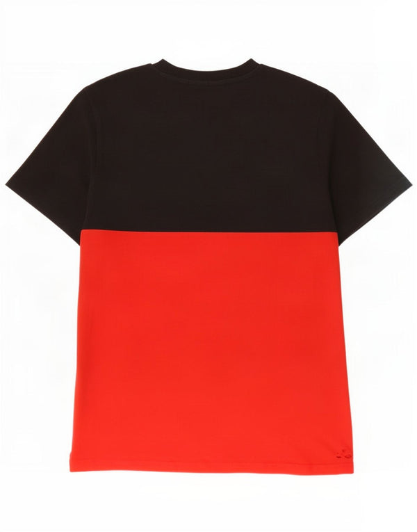 T-shirt grafica da uomo Fila Top Small in cotone color block nero