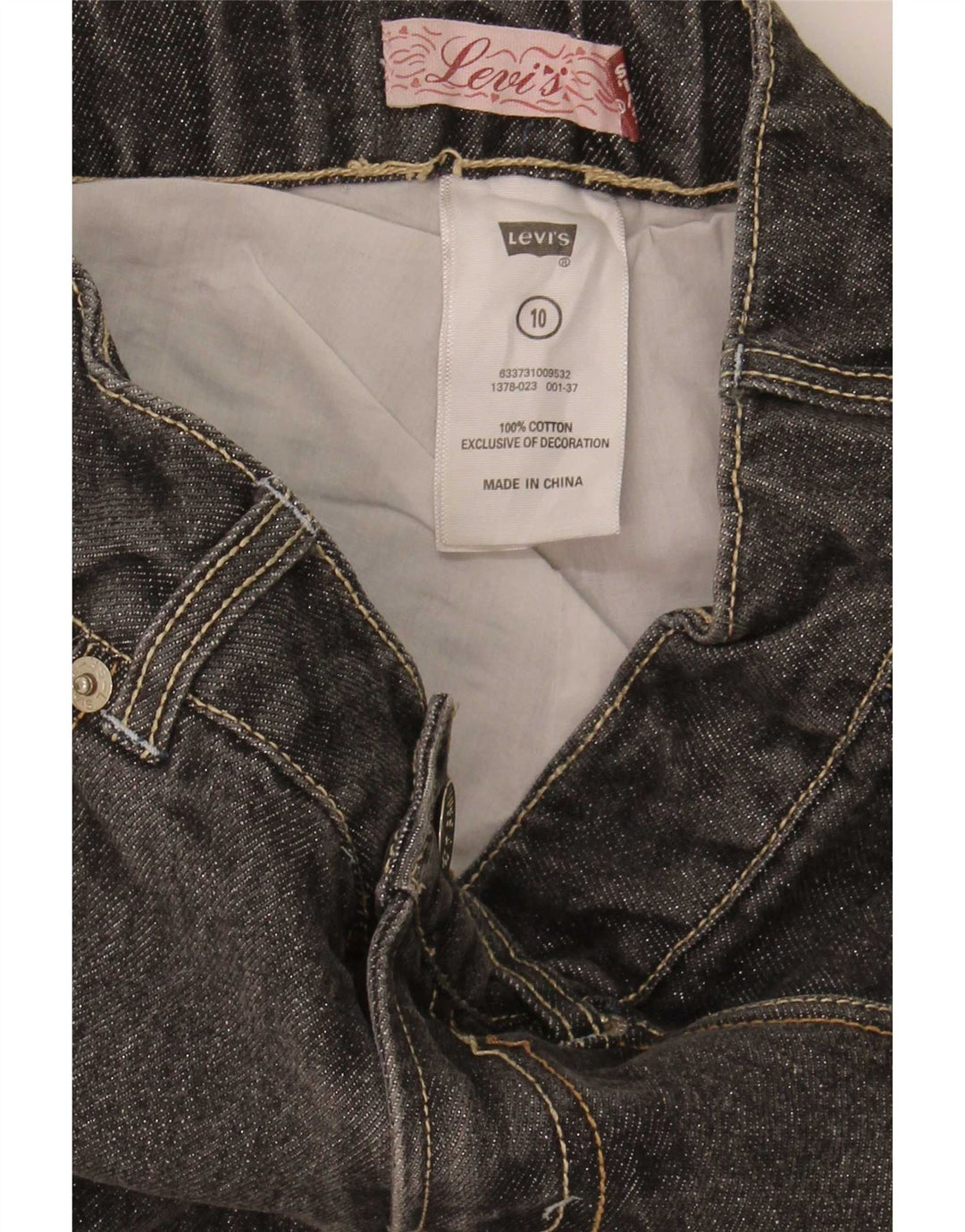Pantaloncini di jeans per ragazze Levi's 9-10 anni W24 Cotone grigio