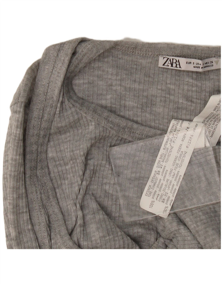 Top Zara da donna a maniche lunghe UK 8 piccolo poliestere chiazzato grigio